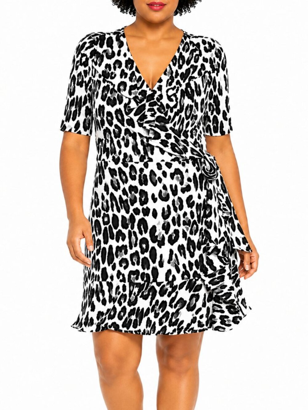 The Limited Faux Wrap Size 3X Snow Leopard Short Sleeve